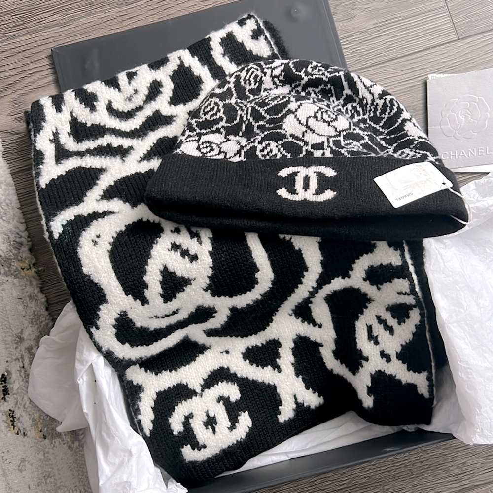 Chanel scarf and hat set